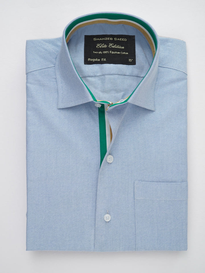 Light Blue Self, Elite Edition, French Collar Men’s Designer Formal Shirt (FS-180)