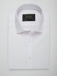 Baby Pink & White Self Striped, Elite Edition, French Collar Men’s Formal Shirt (FS-019)