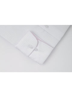 Baby Pink & White Self Striped, Elite Edition, French Collar Men’s Formal Shirt (FS-019)