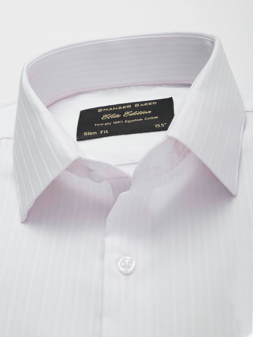 Baby Pink & White Self Striped, Elite Edition, French Collar Men’s Formal Shirt (FS-019)