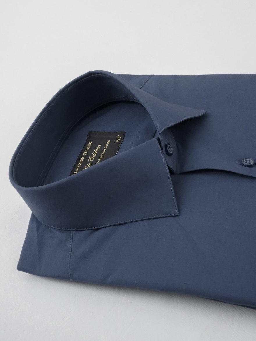 Dark Blue Plain, Elite Edition, French Collar Men’s Formal Shirt (FS-191)