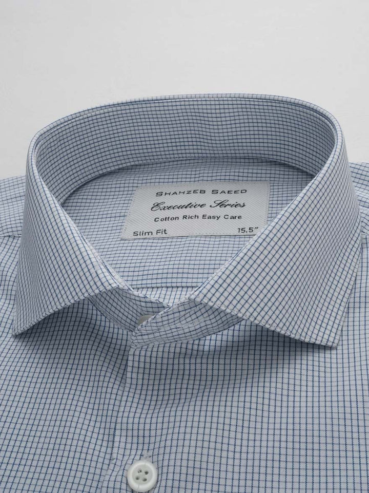 Blue Micro Checkered, Executive Series, Cutaway Collar Men’s Formal Shirt (FS-197)