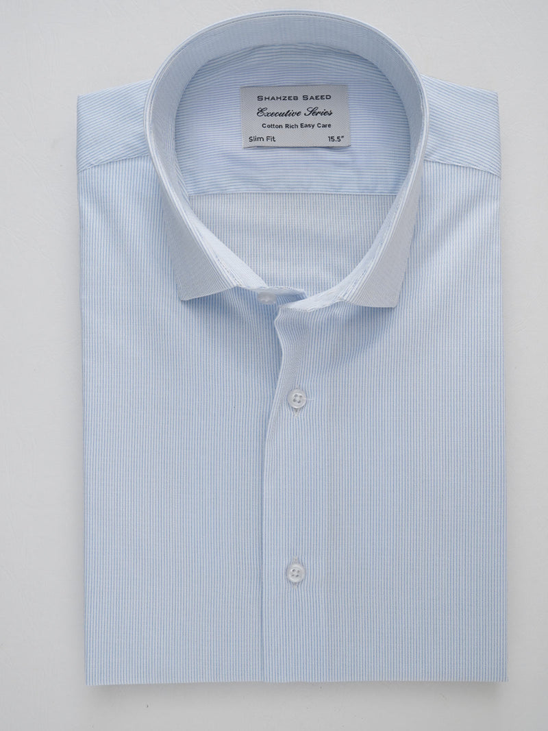 Light Blue Striped, Executive Series, Spread Collar Men’s Formal Shirt (FS-206)