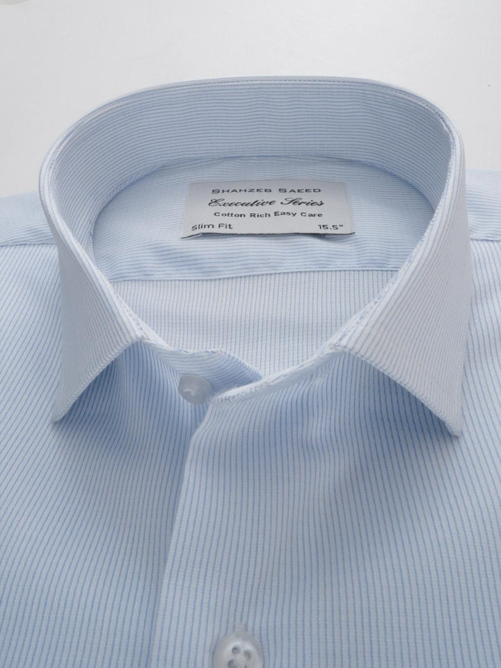 Light Blue Striped, Executive Series, Spread Collar Men’s Formal Shirt (FS-206)