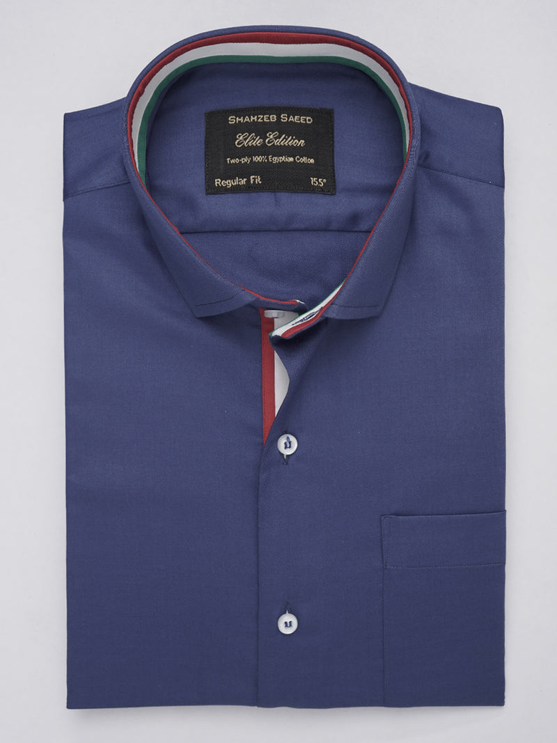 Royal Blue Plain, Elite Edition, Spread Collar Men’s Designer Formal Shirt (FS-212)