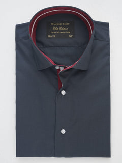 Navy Blue Plain, Elite Edition, French Collar Men’s Designer Formal Shirt (FS-218)