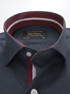 Navy Blue Plain, Elite Edition, French Collar Men’s Designer Formal Shirt (FS-218)