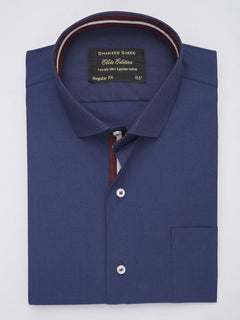 Navy Blue Plain, Elite Edition, Spread Collar Men’s Designer Formal Shirt (FS-226)