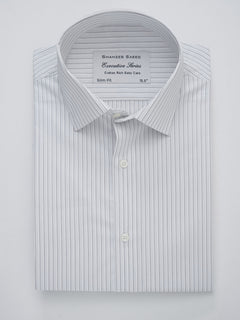 Grey & White Self Striped, Executive Series, French Collar Men’s Formal Shirt (FS-238)