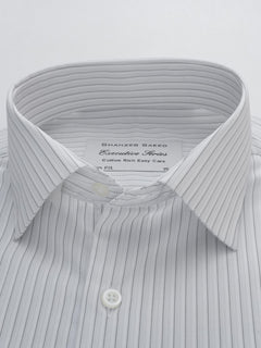 Grey & White Self Striped, Executive Series, French Collar Men’s Formal Shirt (FS-238)