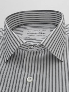 Black & White Striped, Executive Series, French Collar Men’s Formal Shirt (FS-242)