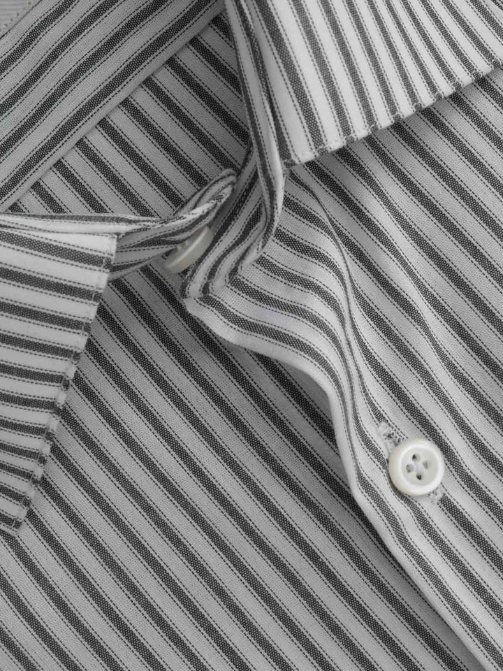 Black & White Striped, Executive Series, French Collar Men’s Formal Shirt (FS-242)