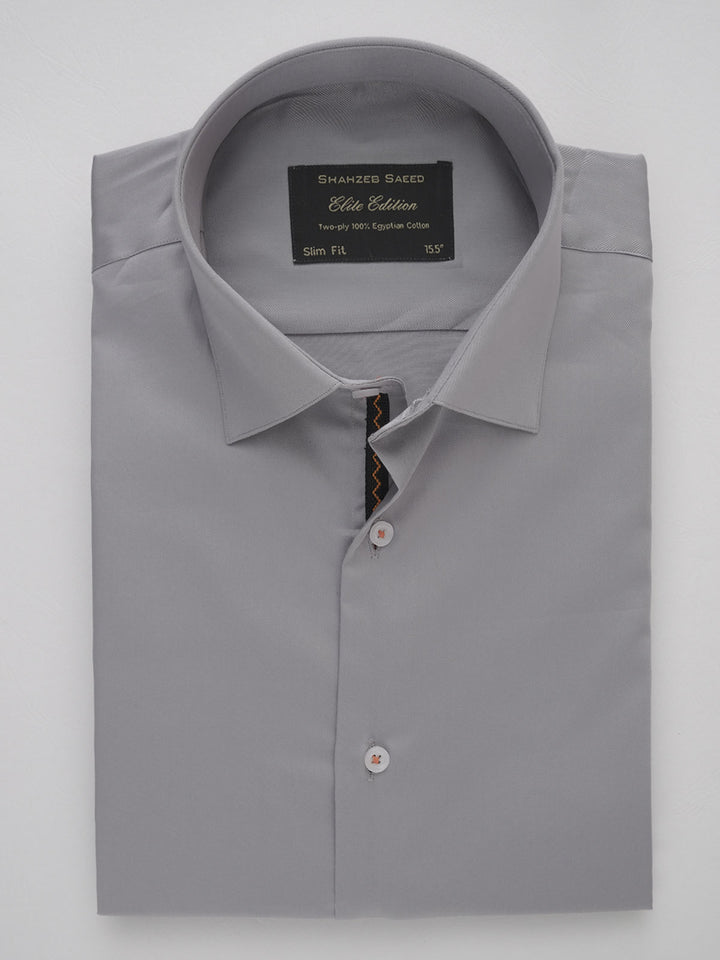 Grey Plain, Elite Edition, French Collar Men’s Designer Formal Shirt (FS-250)