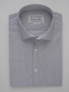 Navy Blue & White Striped, Executive Series, French Collar Men’s Formal Shirt (FS-258)