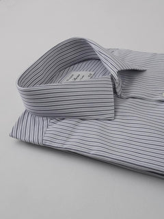 Navy Blue & White Striped, Executive Series, French Collar Men’s Formal Shirt (FS-258)