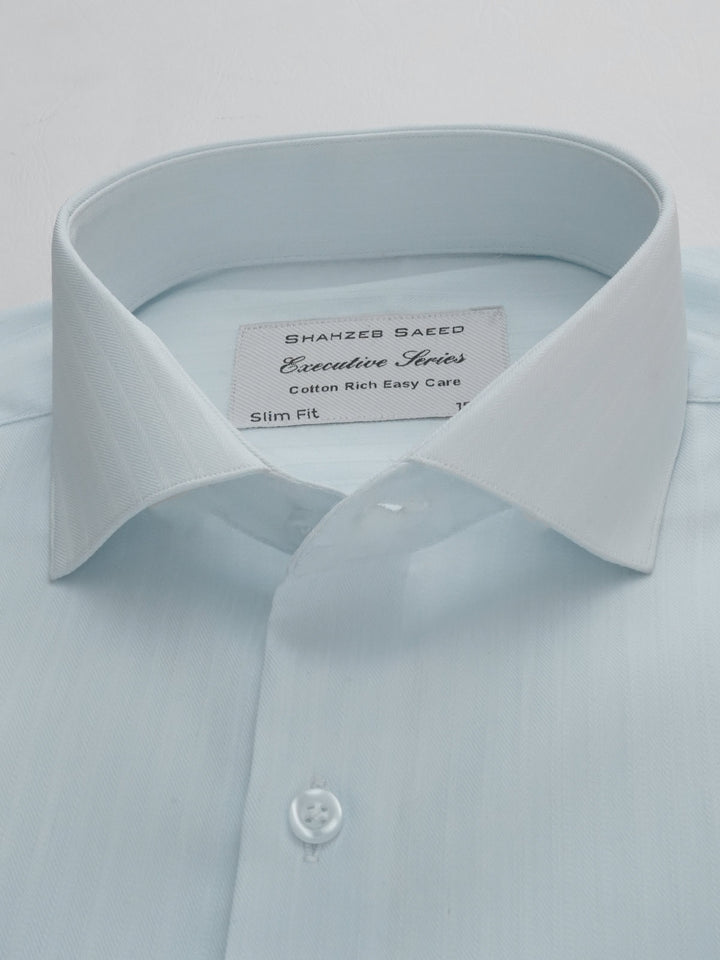 Light Blue & White Self Striped, Executive Series, Cutaway Collar Men’s Formal Shirt (FS-267)