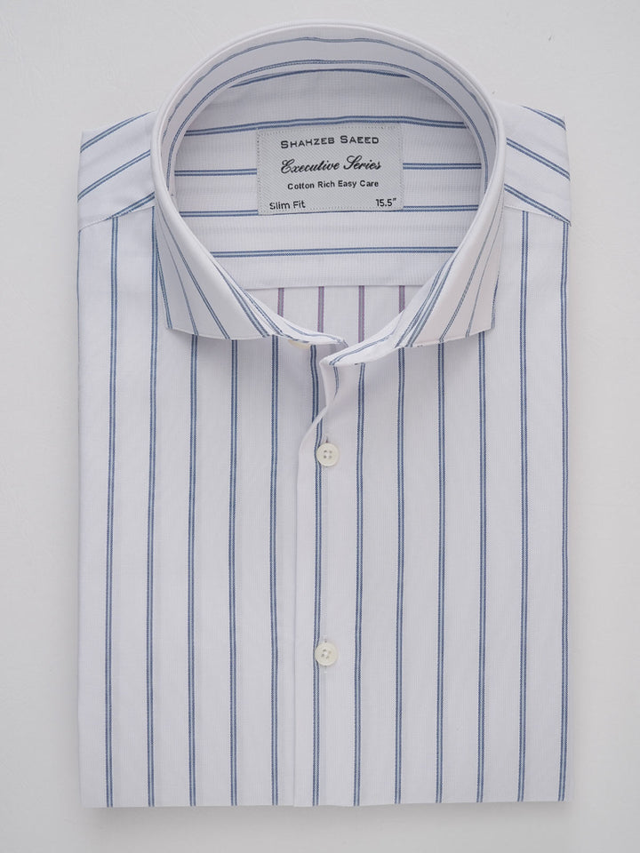 Blue & White Striped, Executive Series, Cutaway Collar Men’s Formal Shirt (FS-269)