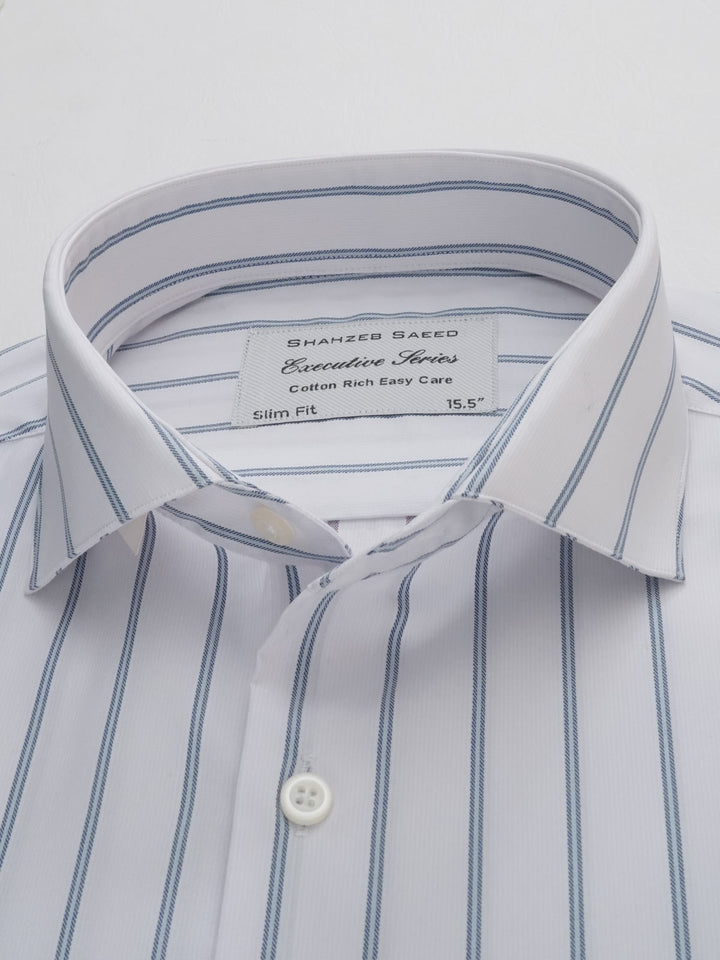 Blue & White Striped, Executive Series, Cutaway Collar Men’s Formal Shirt (FS-269)