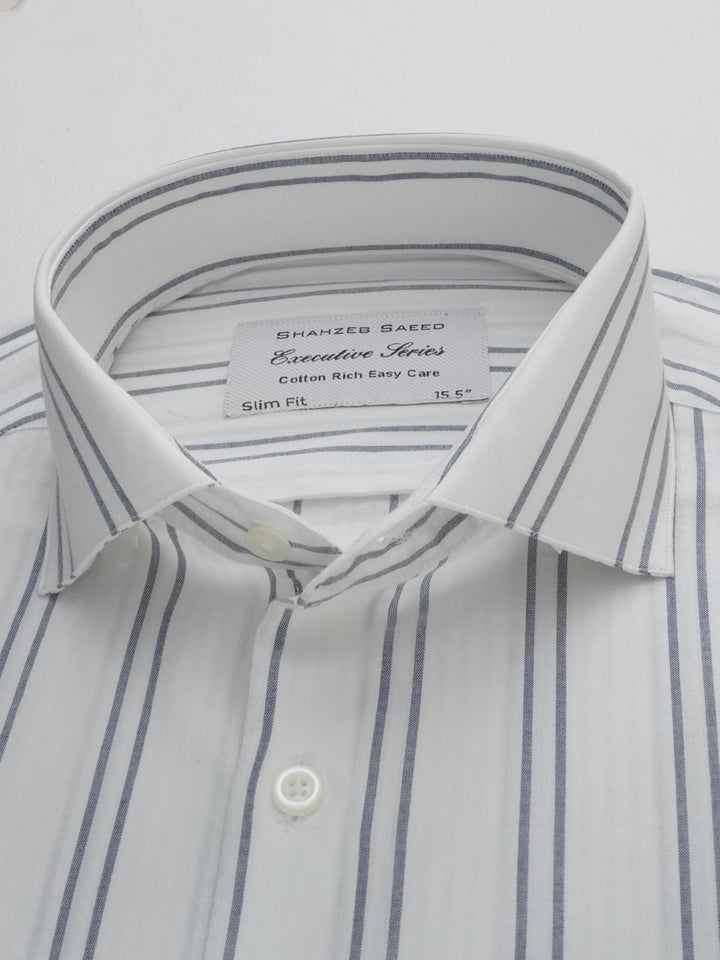 Grey & White Striped, Executive Series, Cutaway Collar Men’s Formal Shirt (FS-270)