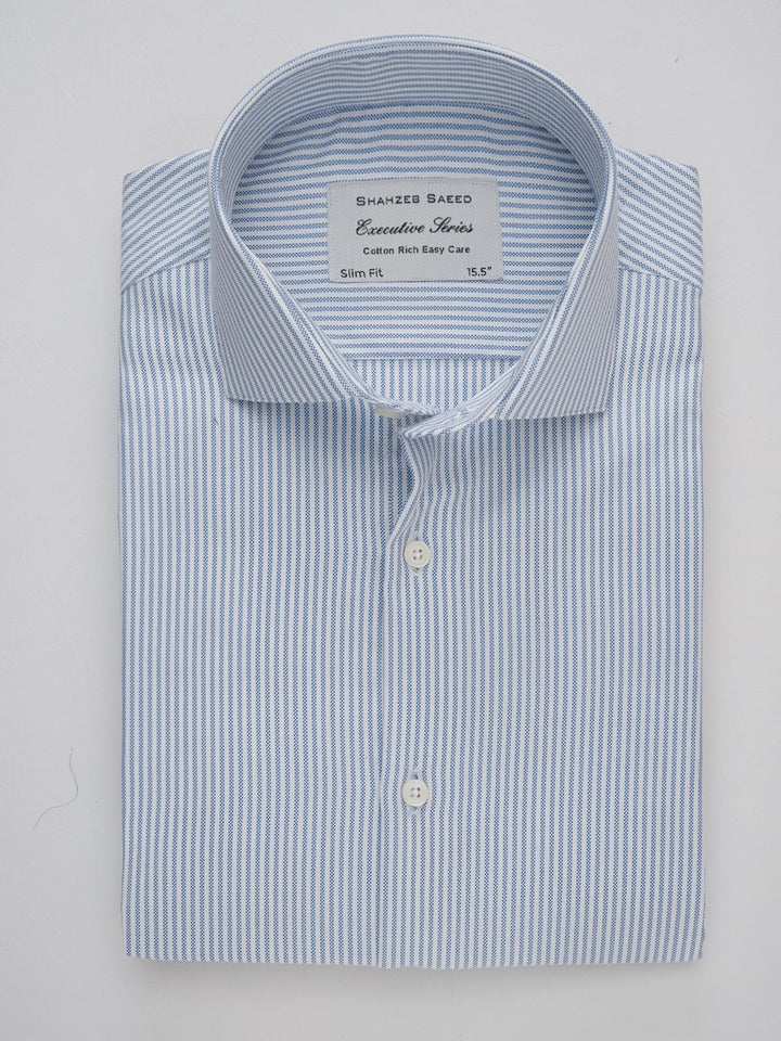 Light Blue & White Striped, Executive Series, Cutaway Collar Men’s Formal Shirt (FS-272)