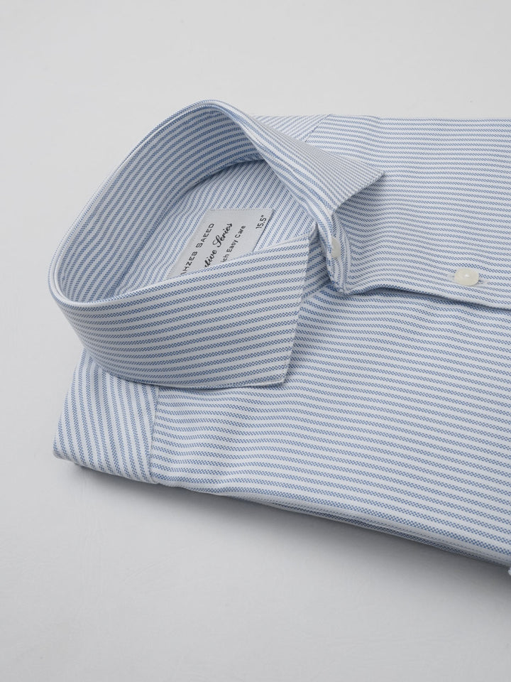 Light Blue & White Striped, Executive Series, Cutaway Collar Men’s Formal Shirt (FS-272)