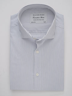 Grey & White Striped, Executive Series, Cutaway Collar Men’s Formal Shirt (FS-273)