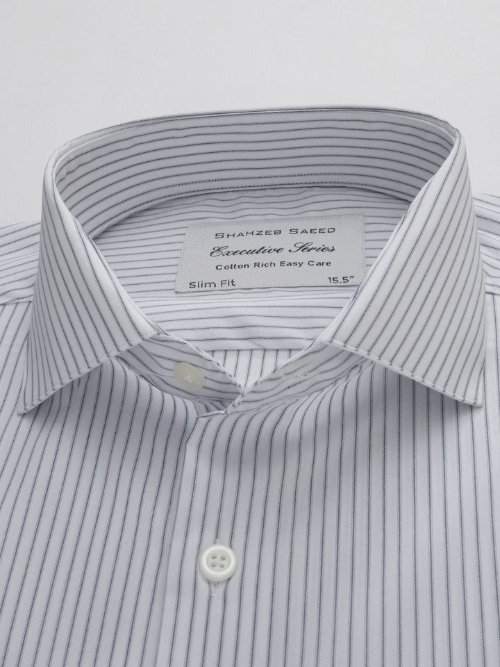 Grey & White Striped, Executive Series, Cutaway Collar Men’s Formal Shirt (FS-273)