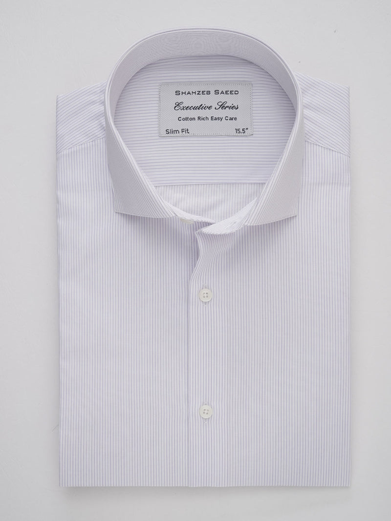 White & Purple Striped, Executive Series, Cutaway Collar Men’s Formal Shirt (FS-275)