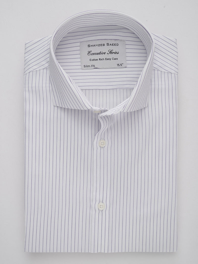 White & Purple Striped, Executive Series, Cutaway Collar Men’s Formal Shirt (FS-276)