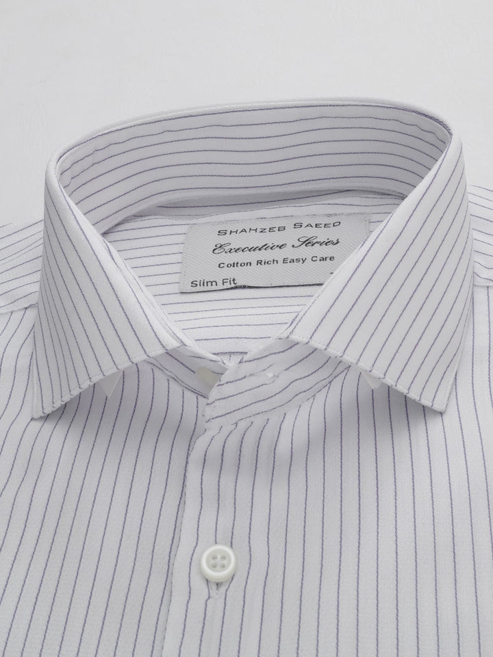 White & Purple Striped, Executive Series, Cutaway Collar Men’s Formal Shirt (FS-276)