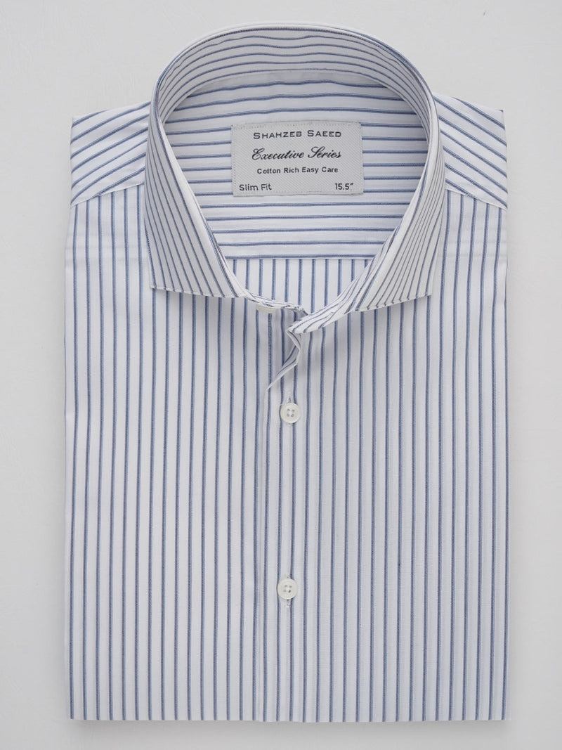 Blue & White Striped, Executive Series, Cutaway Collar Men’s Formal Shirt (FS-279)