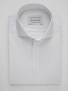 Grey & White Self Striped, Executive Series, Cutaway Collar Men’s Formal Shirt (FS-280)