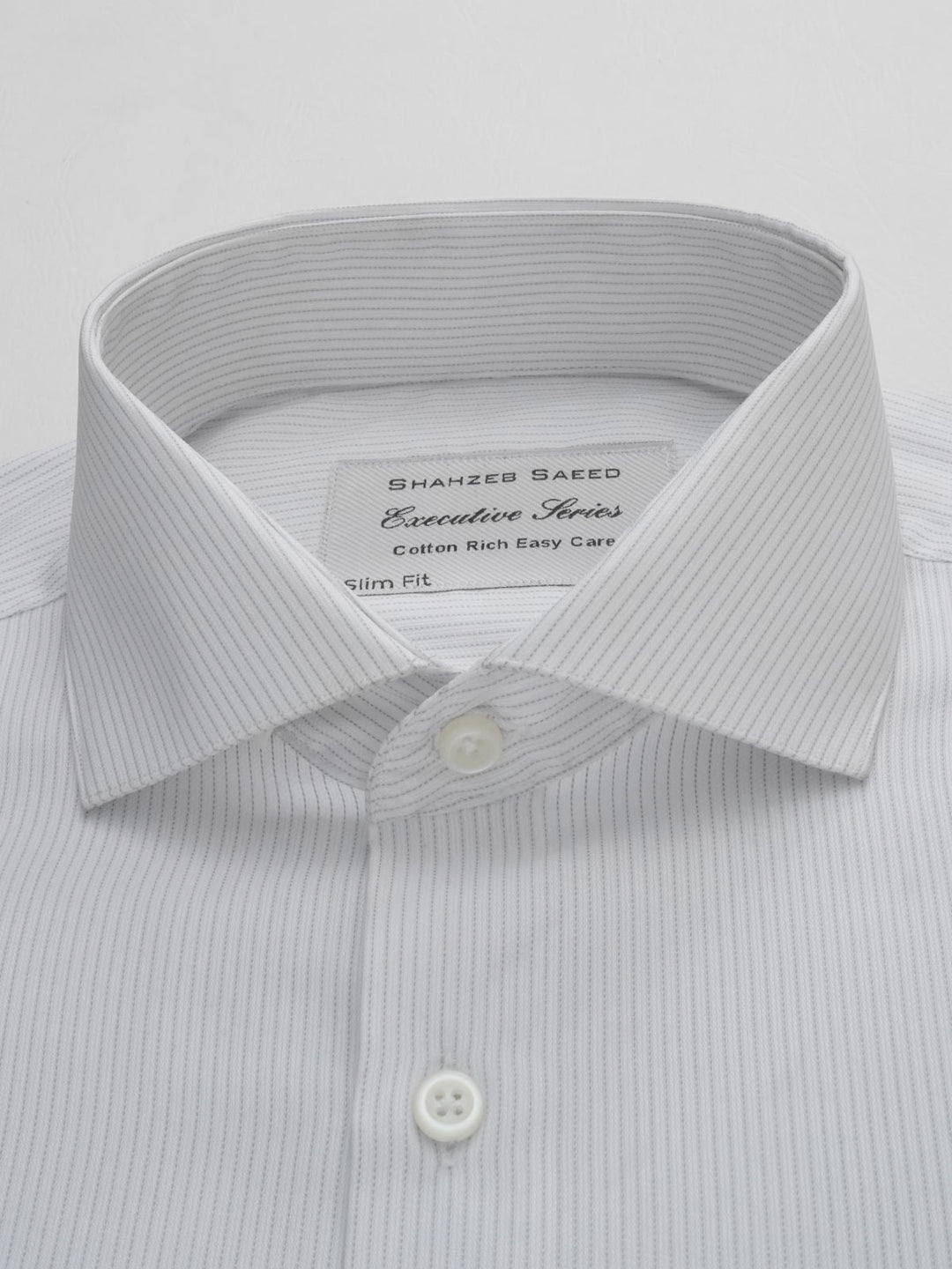 Grey & White Self Striped, Executive Series, Cutaway Collar Men’s Formal Shirt (FS-280)