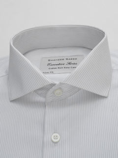 Grey & White Self Striped, Executive Series, Cutaway Collar Men’s Formal Shirt (FS-280)