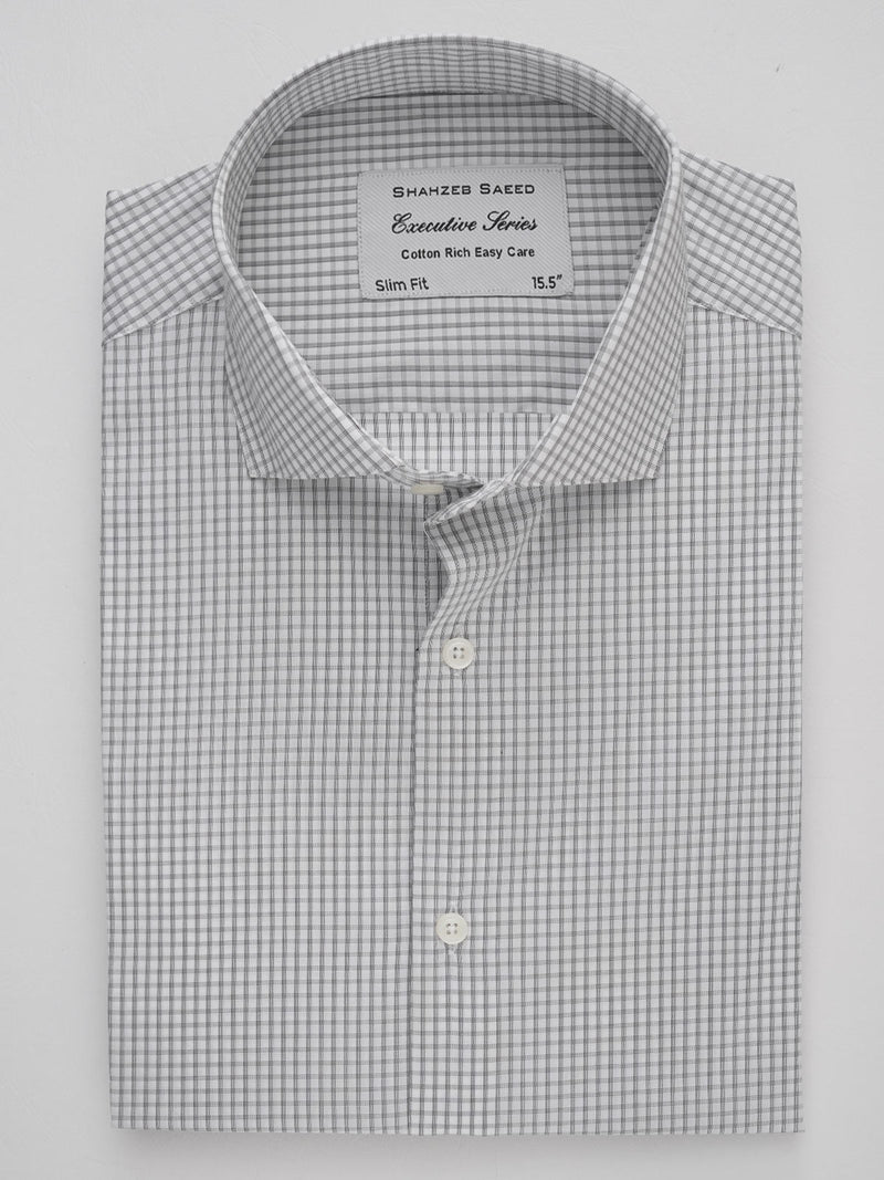 Grey Micro Checkered, Executive Series, Cutaway Collar Men’s Formal Shirt (FS-286)