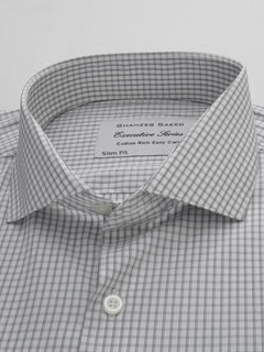 Grey Micro Checkered, Executive Series, Cutaway Collar Men’s Formal Shirt (FS-286)