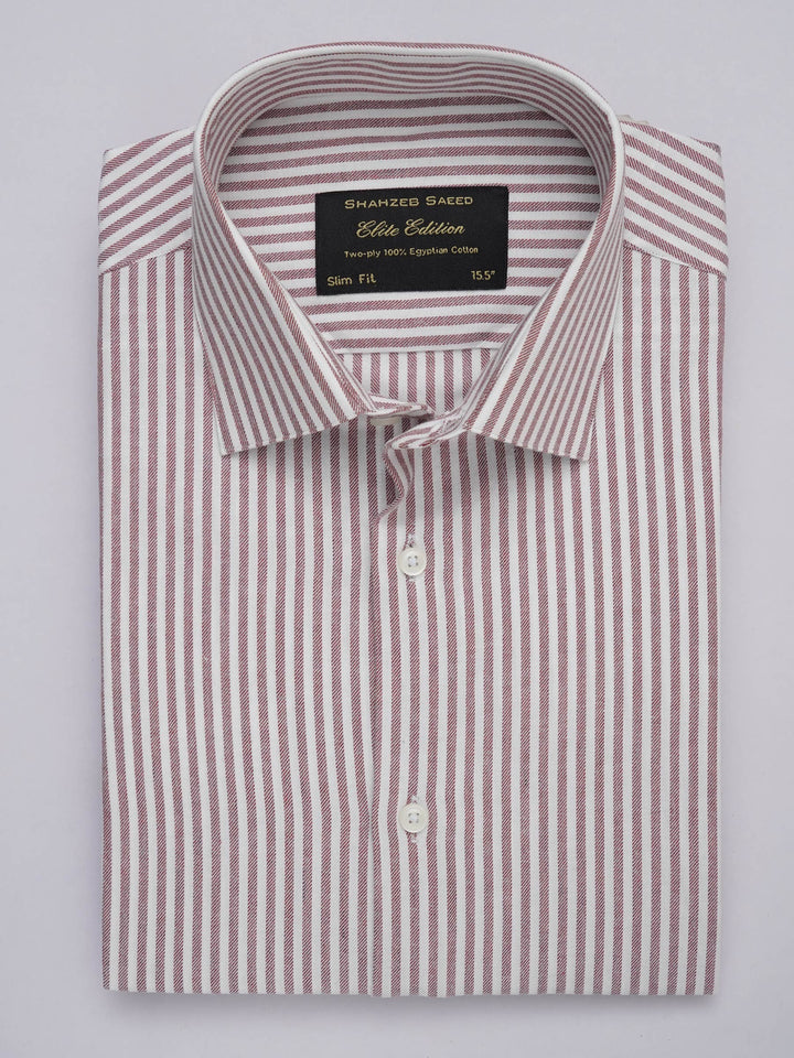 Maroon & White Striped, Elite Edition, French Collar Men’s Formal Shirt (FS-295)