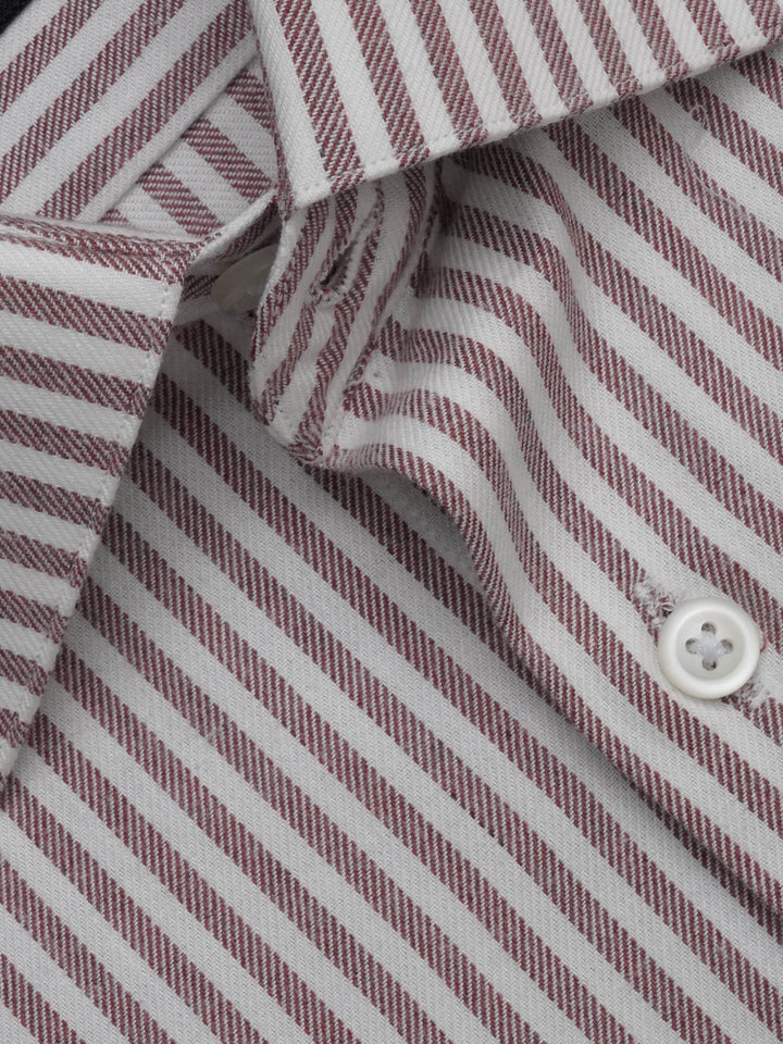 Maroon & White Striped, Elite Edition, French Collar Men’s Formal Shirt (FS-295)