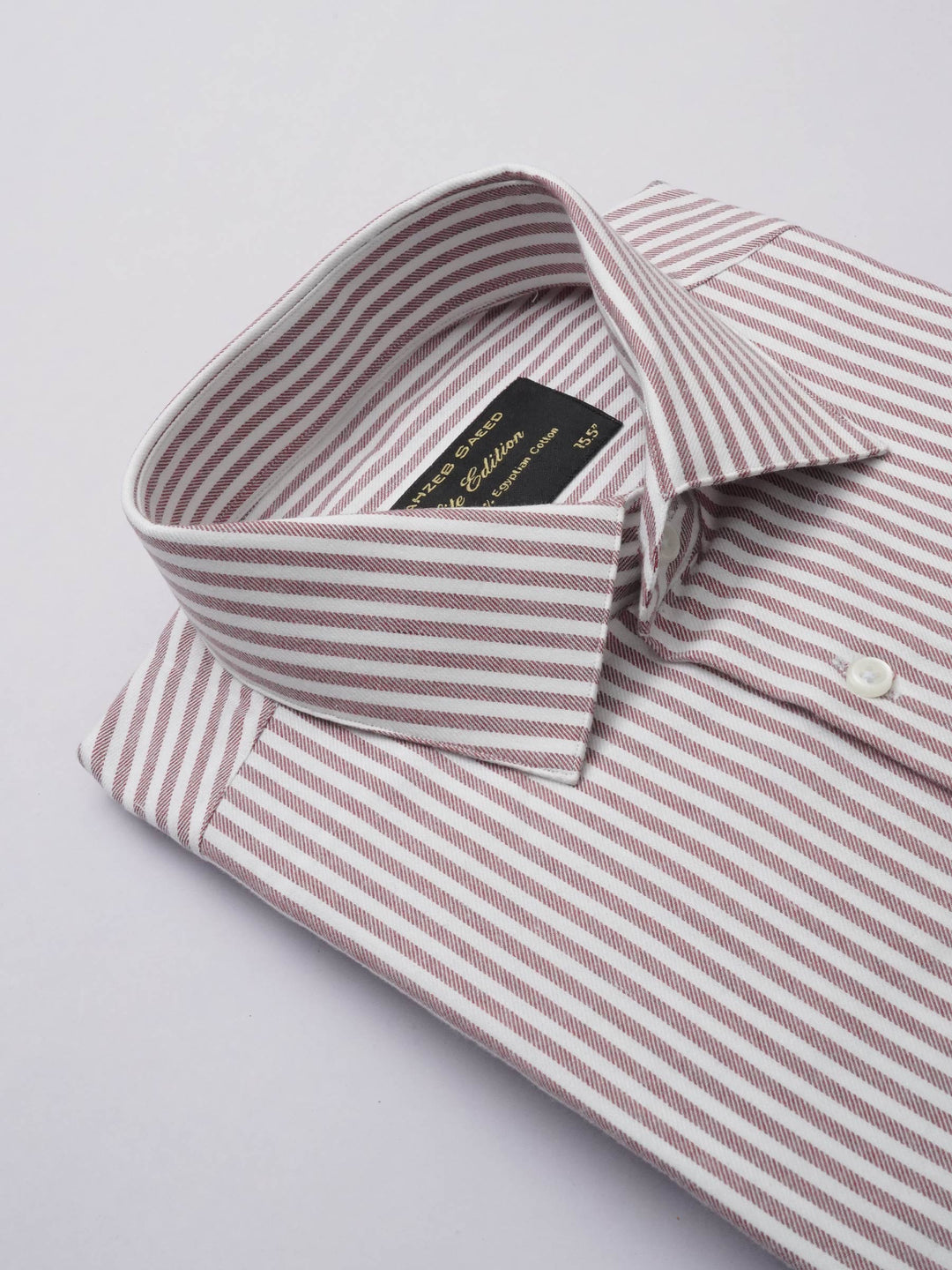 Maroon & White Striped, Elite Edition, French Collar Men’s Formal Shirt (FS-295)