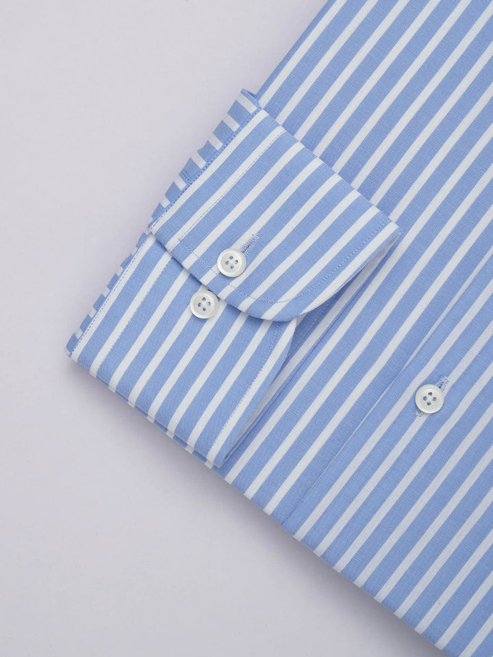 Blue & White Striped, Elite Edition, French Collar Men’s Formal Shirt (FS-298)