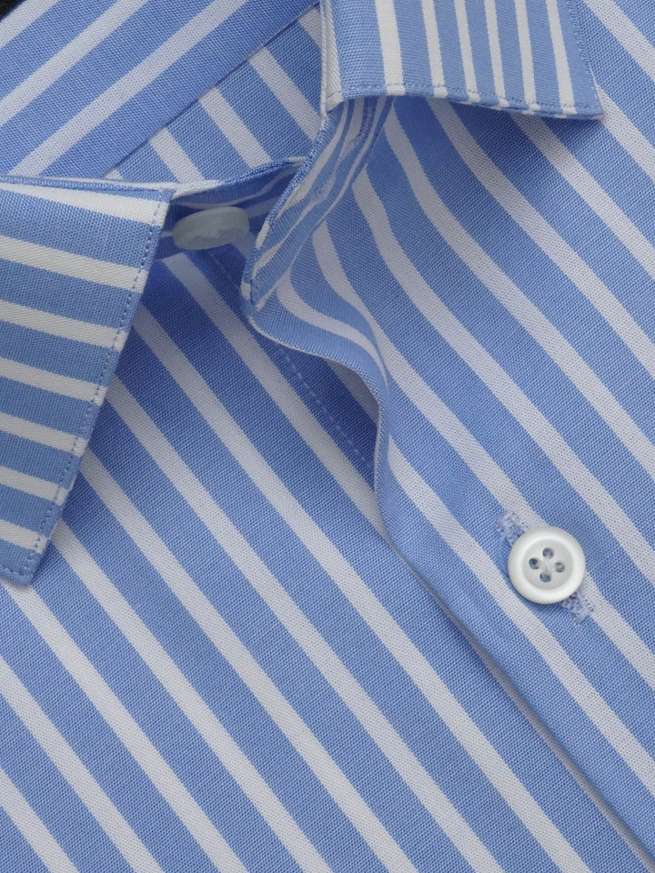 Blue & White Striped, Elite Edition, French Collar Men’s Formal Shirt (FS-298)