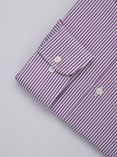 Purple & White Striped, Elite Edition, French Collar Men’s Formal Shirt (FS-299)