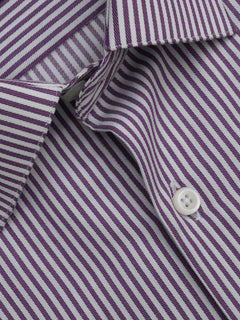 Purple & White Striped, Elite Edition, French Collar Men’s Formal Shirt (FS-299)