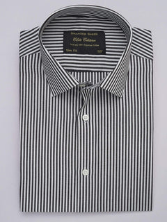 Black & White Striped, Elite Edition, French Collar Men’s Formal Shirt (FS-301)