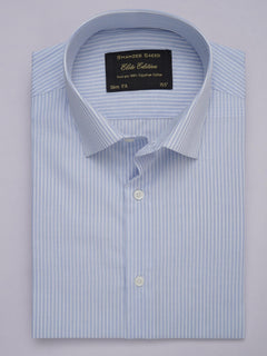 Light Blue & White Striped, Elite Edition, French Collar Men’s Formal Shirt (FS-303)