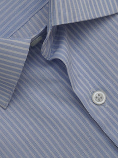 Light Blue & White Striped, Elite Edition, French Collar Men’s Formal Shirt (FS-303)