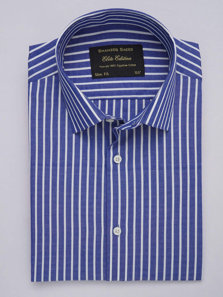 Blue & White Striped, Elite Edition, French Collar Men’s Formal Shirt (FS-304)