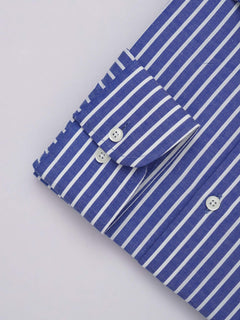 Blue & White Striped, Elite Edition, French Collar Men’s Formal Shirt (FS-304)