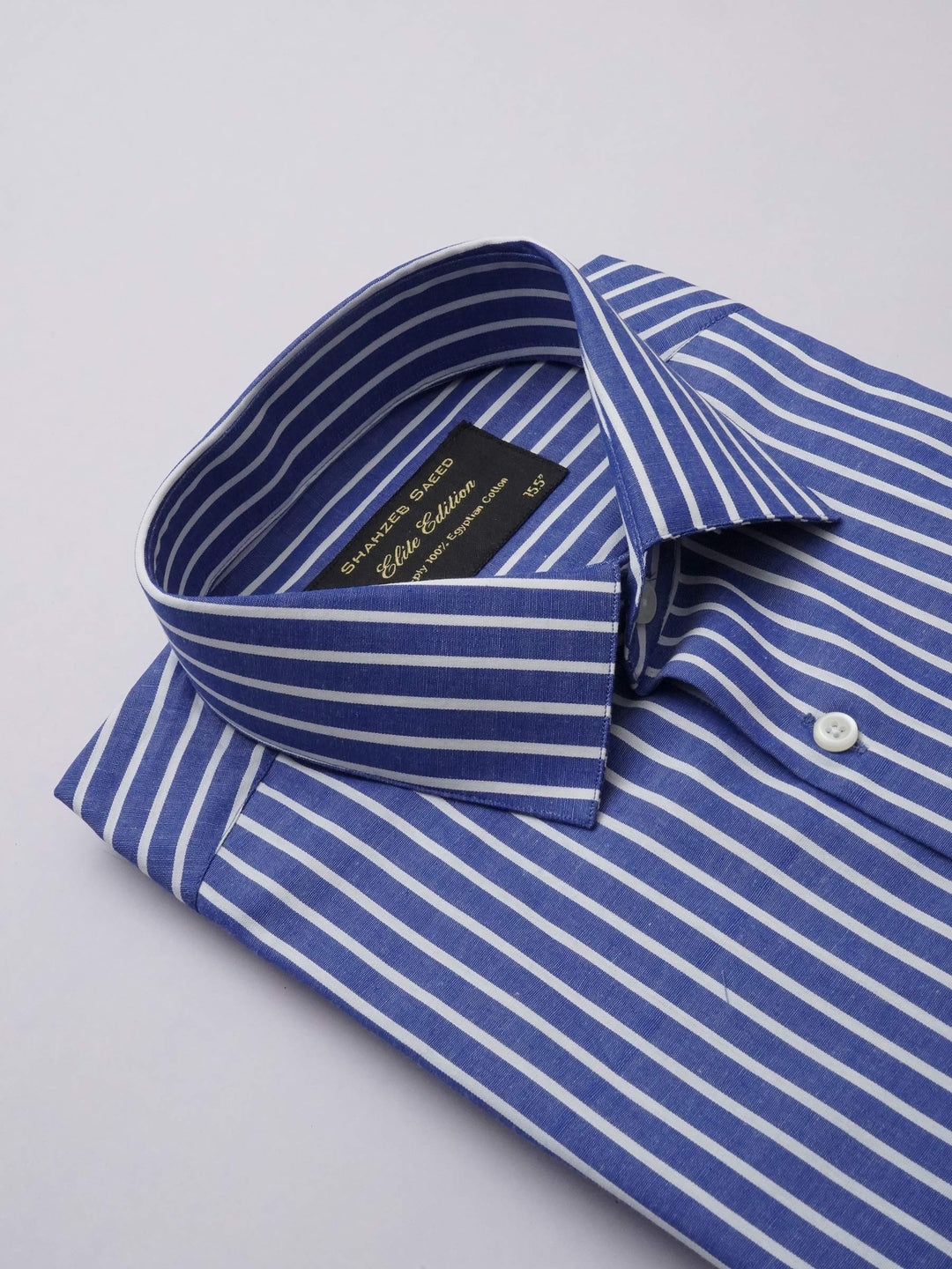 Blue & White Striped, Elite Edition, French Collar Men’s Formal Shirt (FS-304)