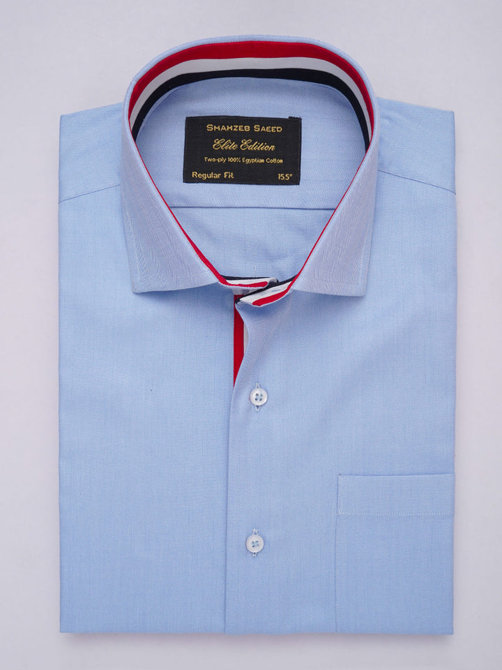 Light Blue Self, Elite Edition, French Collar Men’s Designer Formal Shirt (FS-305)